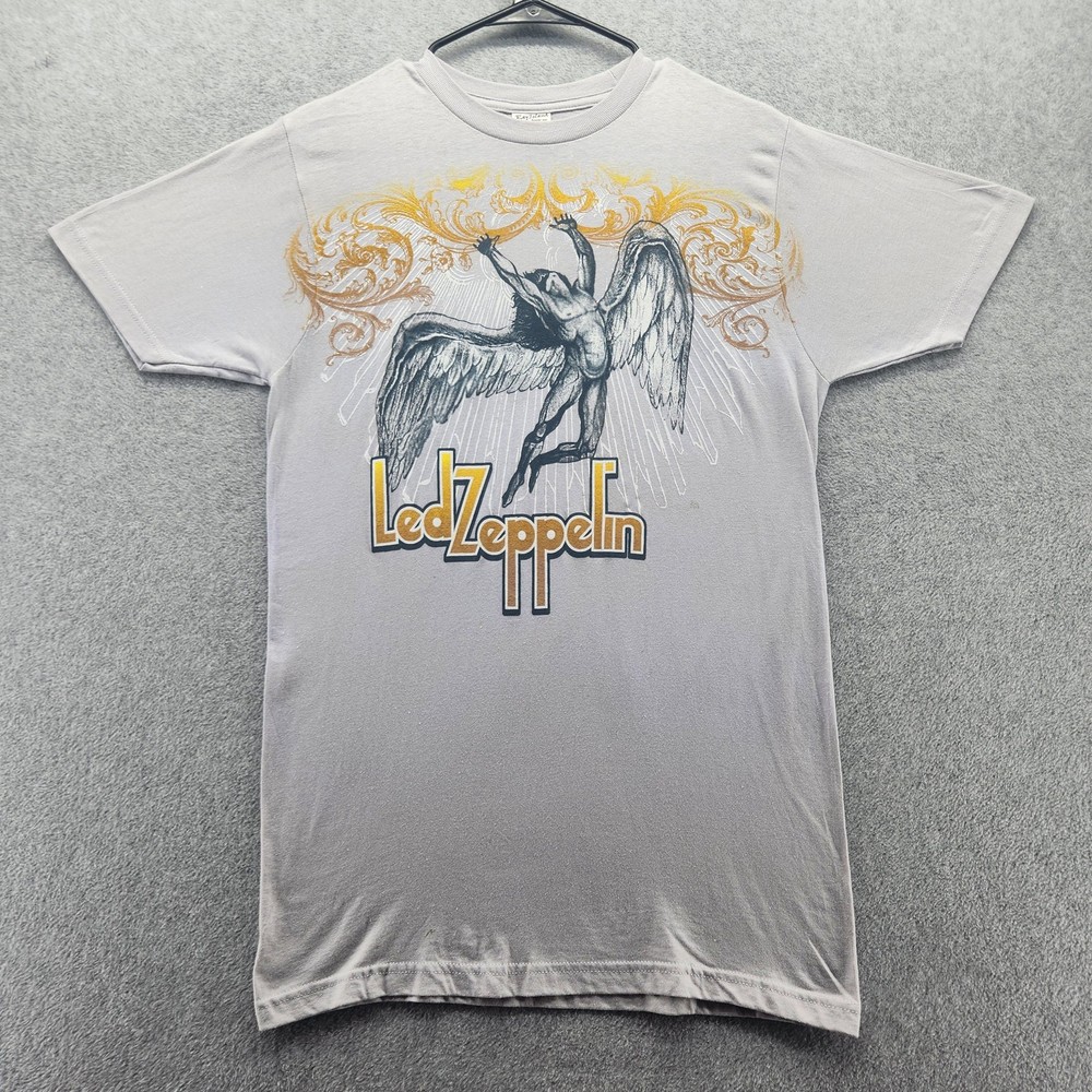 Led Zeppelin Shirt Mens Medium Gray Bay Island Sportswear Angel Graphic Tee Rock