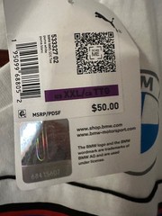 Puma BMW Motorsport White Logo Shirt Men’s XXL NEW with TAGS