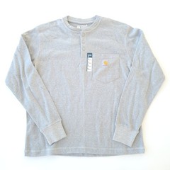NWT Carhartt SMALL Relaxed Fit Heavyweight L/S Henley Pocket Thermal Shirt Gray
