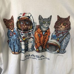 NASA Cats Shirt Mens 2XL White Delta Houston Texas Space Astronaut Graphic Tee