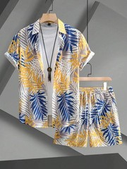 Men Summer Outfit 2-Piece Set Short Sleeve T-Shirt and Shorts Sweatsuit Set