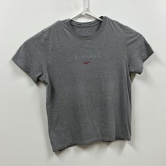 Nike Shirt Mens Large Gray Just Do It Red Swoosh Athletic Gym