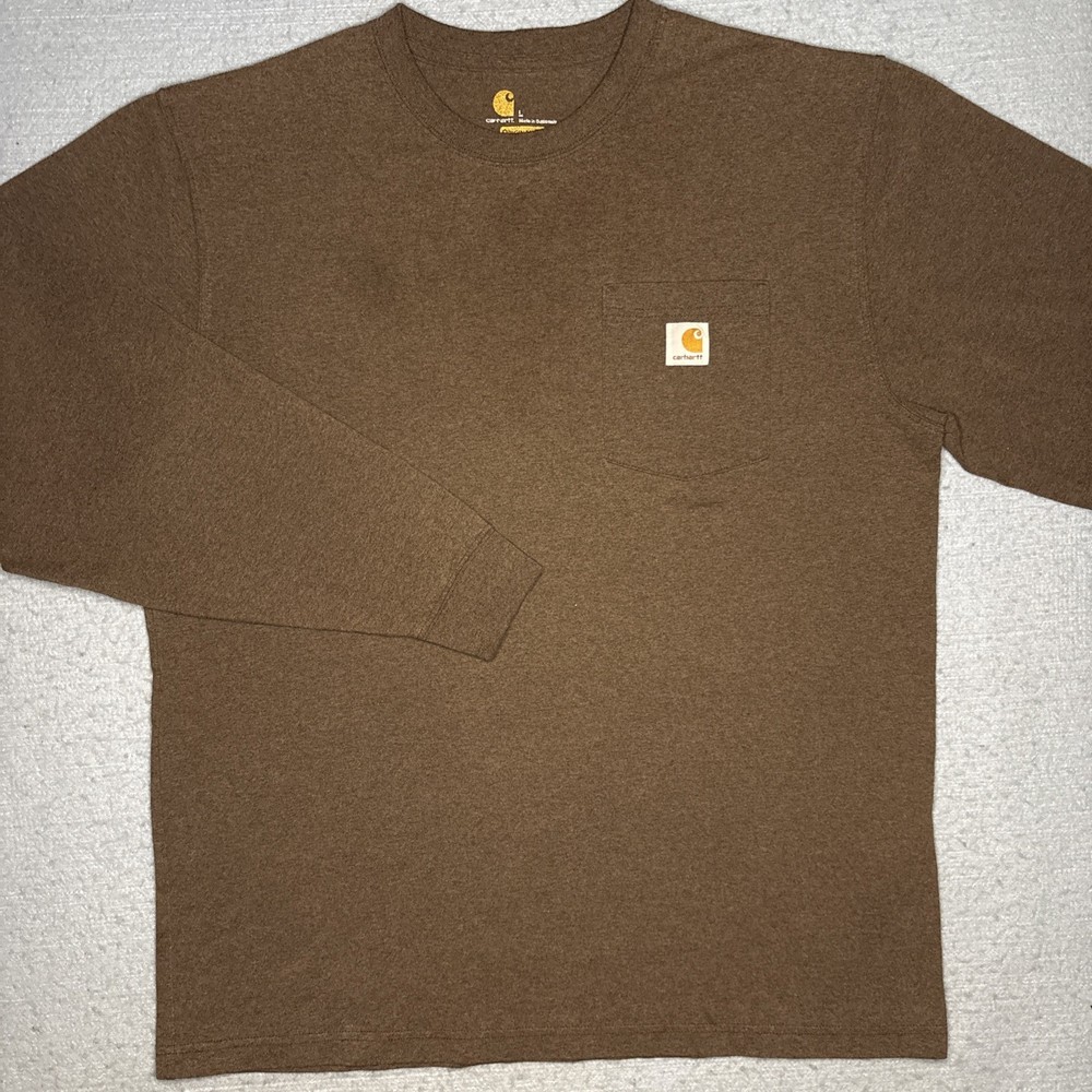 Carhartt Long Sleeve Logo T shirt Men’s Large Loose Fit K231 Green
