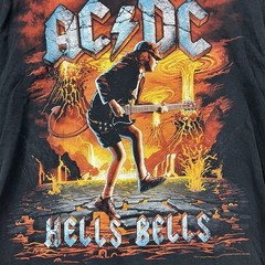 Liquid Blue ACDC Hells Bells T-Shirt Angus Young Devil Volcano Black Size M