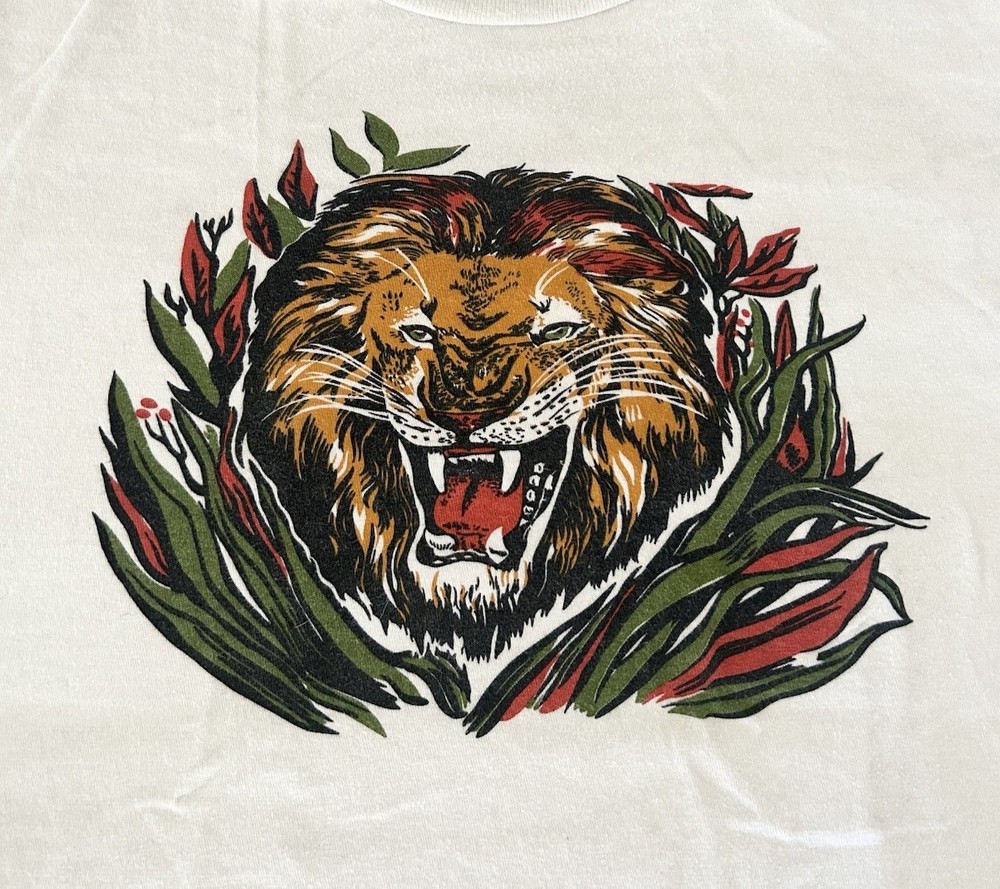 50’s Vintage Print LION T-Shirt M Atomic Age Art Deco Rockabilly Reggae