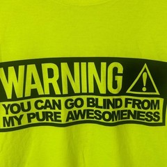 Warning Graphic Neon Yellow Gildan Ultra Cotton T-Shirt 3XL Preshunk EUC