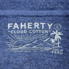 Faherty Cloud Cotton Henley Men Large Blue Heather Pima Cotton Peru Long Sleeve