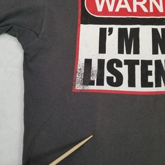 Warning Im Not Listening Unisex Black Graphic T-Shirt Classic Casual