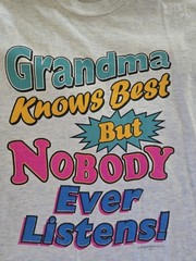 90s Vtg cal cru t shirt Single Stitch Funny GRANDMA KNOWS BEST adult Lg