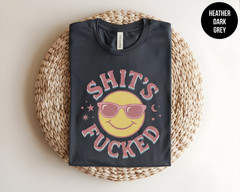 Funny Smiley Face T Shirt Sarcastic Graphic Tee Retro Aesthetic Top Adult Humor
