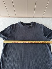 Brandini Dressy T-Shirt Crew Neck Ribbed Short Sleeve Blue Men’s Large