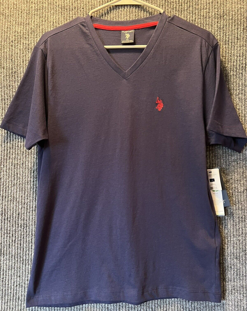 U.S. Polo T-Shirt Mens Sm Navy Blue V-Neck New With Tags Polo Pony Light Weight