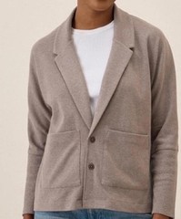 Pact Women’s Airplane Relaxed Blazer Medium Deep Taupe Heather Top MINT