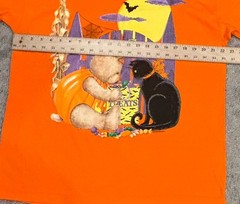 Vtg Halloween T-Shirt Size L Cat Bat Bear Full Moon Candy Crew Atlas Sports 90s