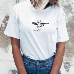 Angel T-Shirt – Machine Gun Baby Angel Tumblr Cherub Shirt, Unisex Tee
