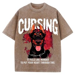 100% Cotton Oversized T-Shirt Doberman Gothic Vintage Streetwear Unisex Tee