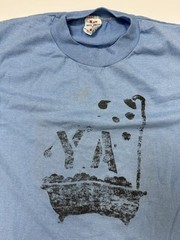 Vintage 80s Graphic T-Shirt M Tight Fit Shower Novelty Grunge Sports Blue USA