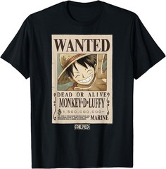 One Piece Anime Monkey D. Luffy Wanted Poster T-Shirt