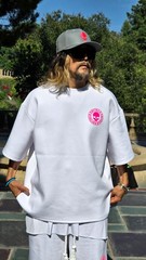 ByTheR Men’s White Oversized Drop Shoulder Logo Embroidered Streetwear Tee