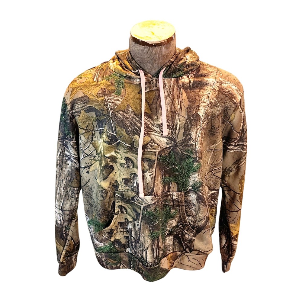 Realtree Hoodie Unisex Hooded Sweatshirt Camouflage XL/XG (16/18) Pink Interior