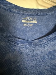 BCG T-Shirt Men 2XL Blue Short Sleeve Crew Neck Running Pullover Shirt