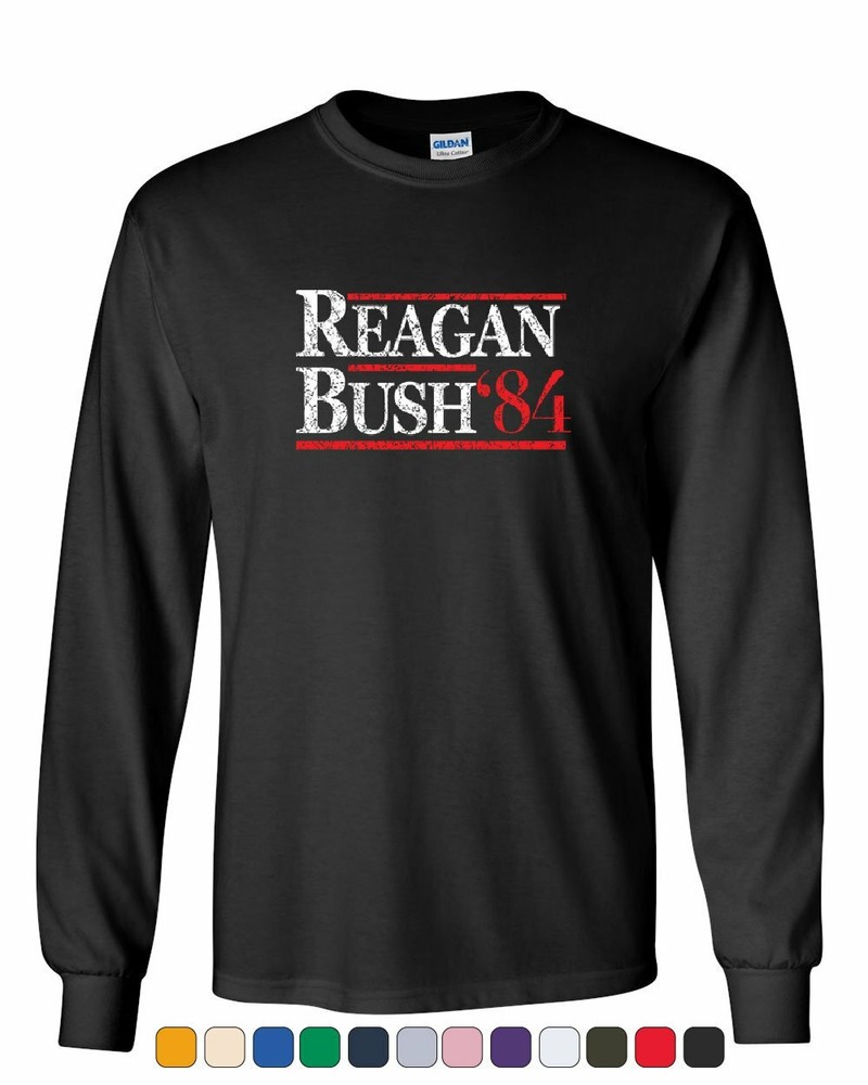 Reagan Bush ’84 Long Sleeve T-Shirt Ronald American President History GOP Tee