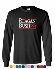 Reagan Bush ’84 Long Sleeve T-Shirt Ronald American President History GOP Tee
