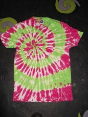 Lime Green & Pink spiral festival tie dye t shirt top men’s Rave UV size S-5XL
