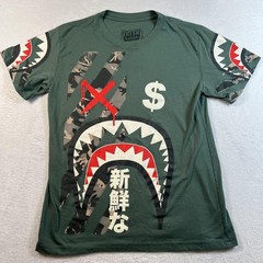 Fresh Laundry Shirt Mens Large Green Shark Camo Dollar Graphic Tee Streetwear