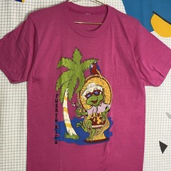 Vintage 70s Puerto Rico Frog Tshirt Medium Beach Retro Palm Trees Single Stitch