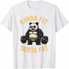 Kinda Fit Sorta Fat Funny Gym Panda Weightlifting Workout T-Shirt, Unisex Tee