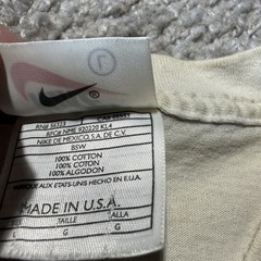 90s Vintage Nike Golf Swoosh Tee Large White Cream Tiger Woods Made USA Cotton