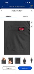 NEW Wrangler Workwear Long Sleeve Pullover Pocket Tshirt Gray Men’s Size Small