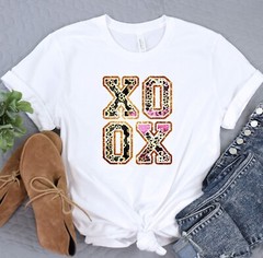 XOXO Shirt, Gift for her, Valentines Day Tee, Lover Shirt, Leopard Pattern Shirt