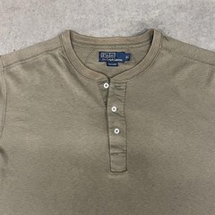 Vintage 90s Polo Ralph Lauren Olive Green Button Up Henley Tshirt XL