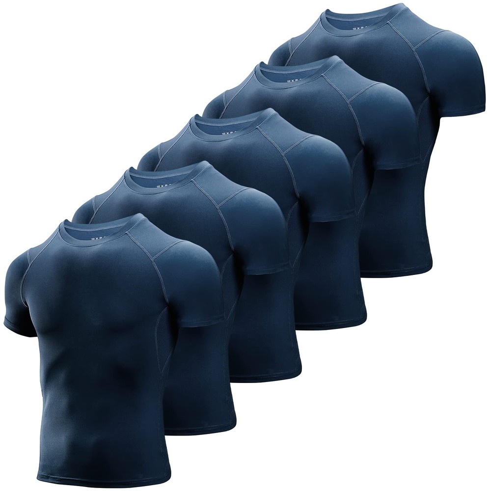 Men’s Compression Shirts 3/5 Pack, Short Sleeve Athletic Compression Tops Coo…