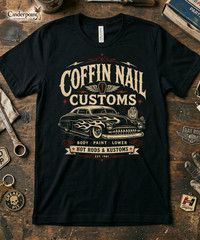 Coffin Nail Customs Shirt Psychobilly Hot Rod Gearhead Kustom Kulture Tee XS-5XL