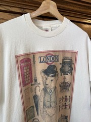 Vintage 90s The English Teddy Bear Company – Cream T-Shirt XL – London Graphic