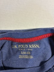U.S. Polo Assn. Blue Solid Embroidered Logo Tee Cotton Blend Teen L (10-12)