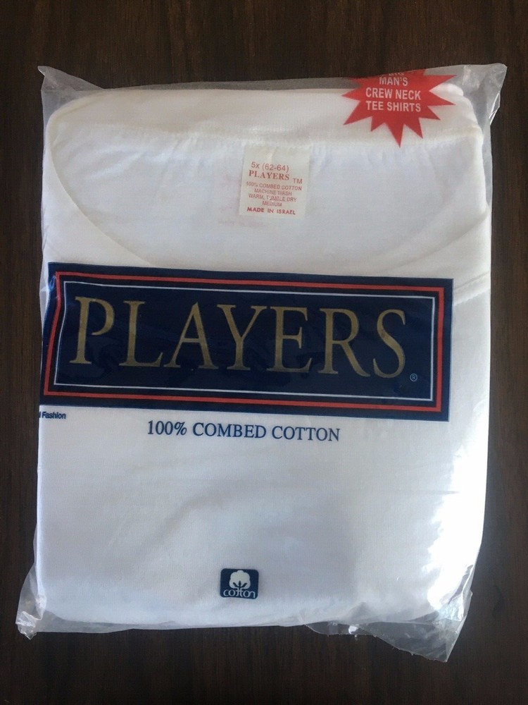 Players Big Men’s White Cotton Crew Neck T Shirt undershirts 2 Pack 4X to 9-10X