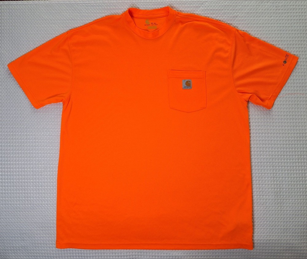 Carhartt Bright Orange Polyester T-shirt W/ Pocket Size XL