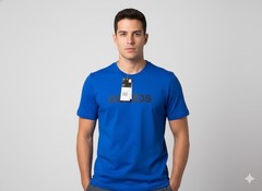 Adidas Mens Linear T-Shirt Team Royal Blue Cotton Graphic Logo Tee Size L NWT