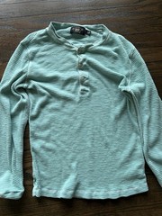 RRL Ralph Lauren Men’s Green Waffle Knit Henley Shirt Long Sleeve Size L