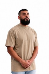 PRO5 Heavyweight T Shirt Mens Thick Cotton Blank Crewneck Streetwear Solid