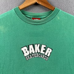 Vintage Baker Skateboards Shirt Mens Medium Green Box Logo Y2K Andrew Reynolds
