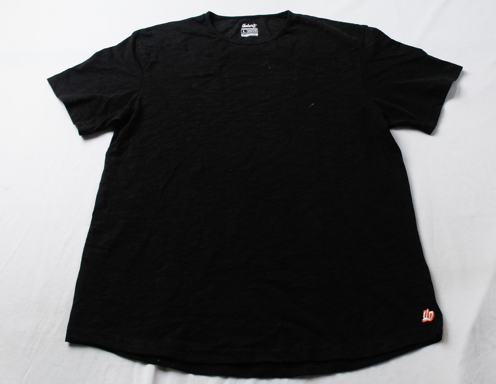UndrDog Men’s Solid Short Sleeve Curved Hem Hemp T-Shirt CL8 Black Large