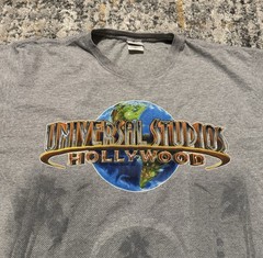 Universal Studios Hollywood Shirt Mens Large Gray EUC Big Logo Graphic Print