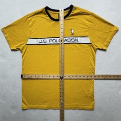 U.S. Polo Assn Yellow Ringer T-Shirt Mens Medium USPA Logo Stripe Tee