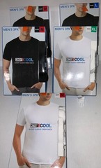 3 pk 32* COOL CREW NECK Short sleeve Black / White under shirt Q-Dry + Repacks