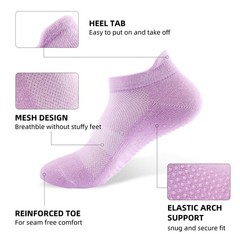 4 Pairs Grip Socks Pilates Socks for Women Non Slip Yoga Athletic for Barre T…
